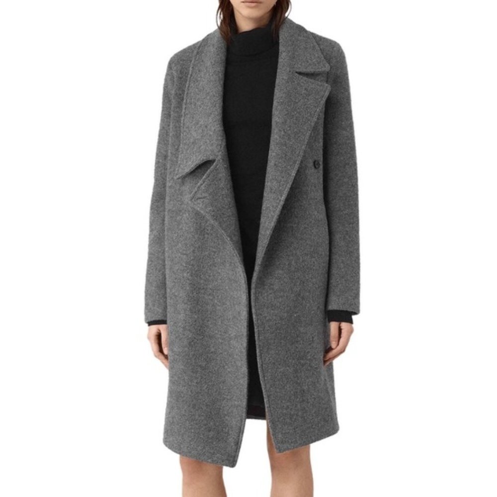 All Saints Ellis Tia Asymmetrical Wool Coat
